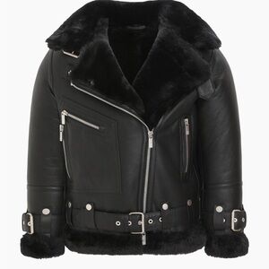 GORSKI Black Leather Jacket with Luxurious Fur
